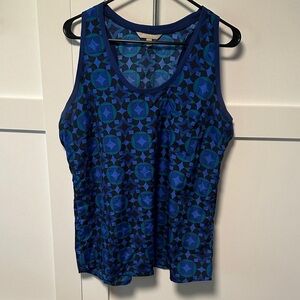 Banana Republic Blue and Black Patterned Tank Top